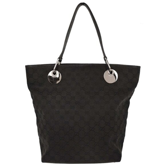 Gucci Black Canvas GG Tote Handbag 120836 002058 177443 - Picture 1 of 10